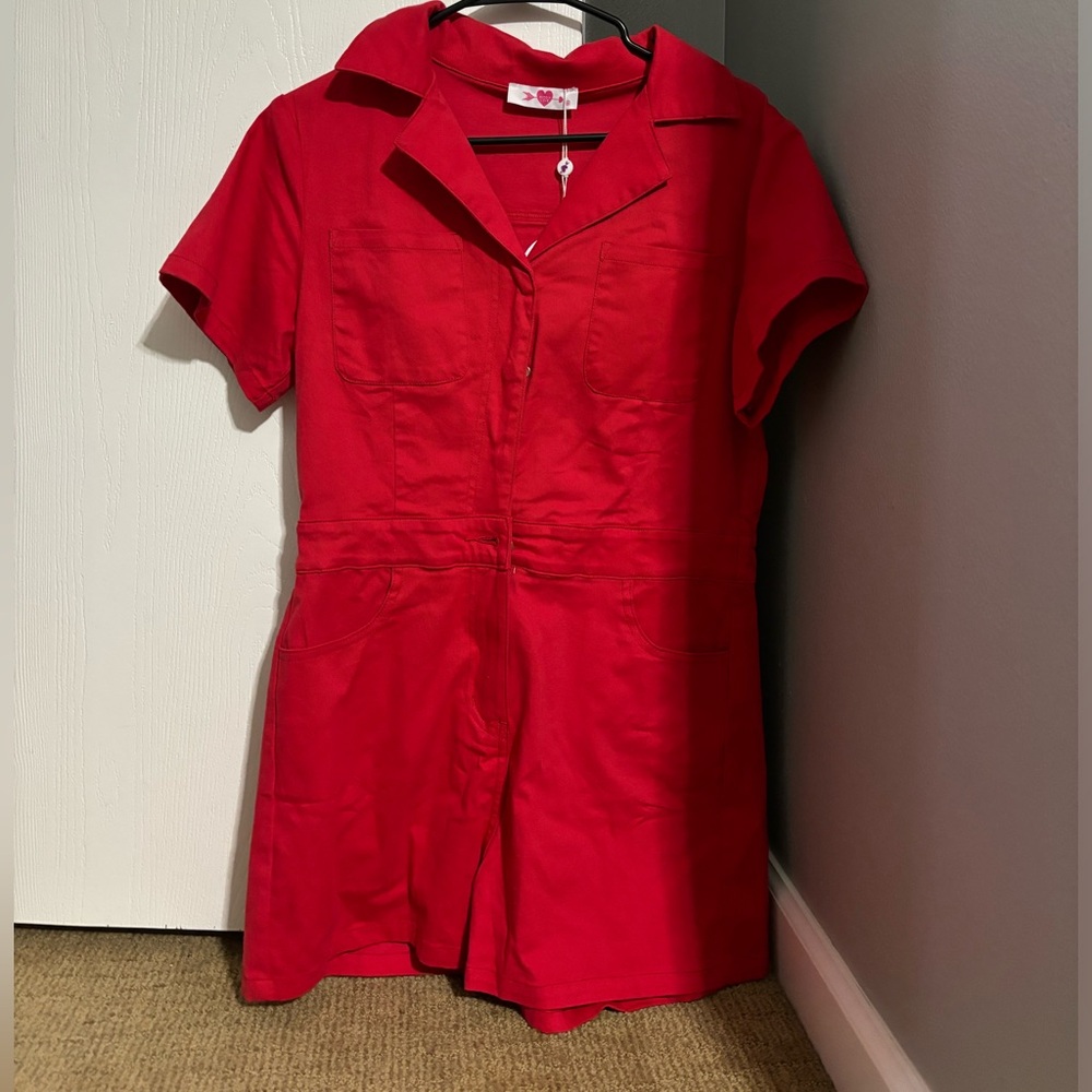 Red fringe romper